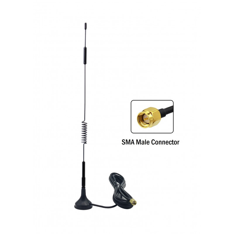 865MHz 12dBi Spring Magnetic Antenna With RG174 Cable (L-3Mtr) + SMA Male St. Connector 865MHz 12dBi Spring Magnetic Antenna With RG174 Cable (L-3Mtr) + SMA Male St. Connector