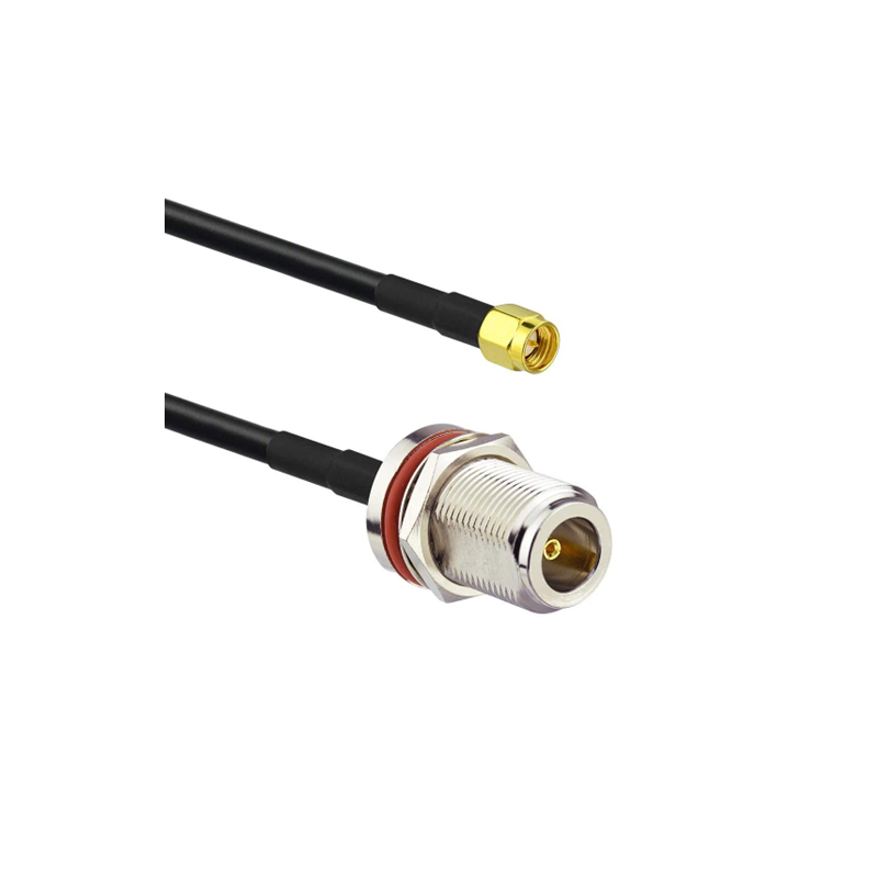 N Female Bulkhead St. Connector With RG174 Cable (L-3Mtr) + SMA Male St. Connector N Female Bulkhead St. Connector With RG174 Cable (L-3Mtr) + SMA Male St. Connector