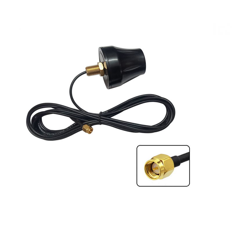 L1+L2 Screw Mount Cup Shape Antenna With RG174 Cable (L-3mtr) + SMA Male St. Connector L1+L2 Screw Mount Cup Shape Antenna With RG174 Cable (L-3mtr) + SMA Male St. Connector