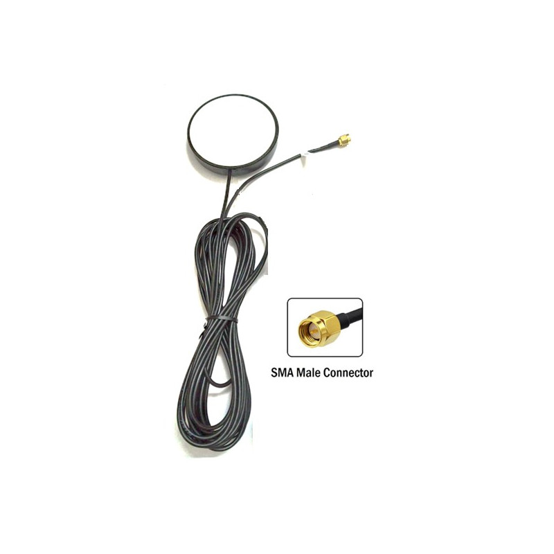 3G 6dBi Magnetic Mount Puck Antenna With RG174 Cable (L-3Mtr) + SMA Male St. Connector (80MM) 3G 6dBi Magnetic Mount Puck Antenna With RG174 Cable (L-3Mtr) + SMA Male St. Connector (80MM)