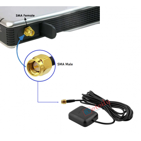 GPS/GLONASS/IRNSS L1+L2+L5 Magnetic Antenna For Car With RG174 Cable (L-3Mtr) + SMA Male St. Connector