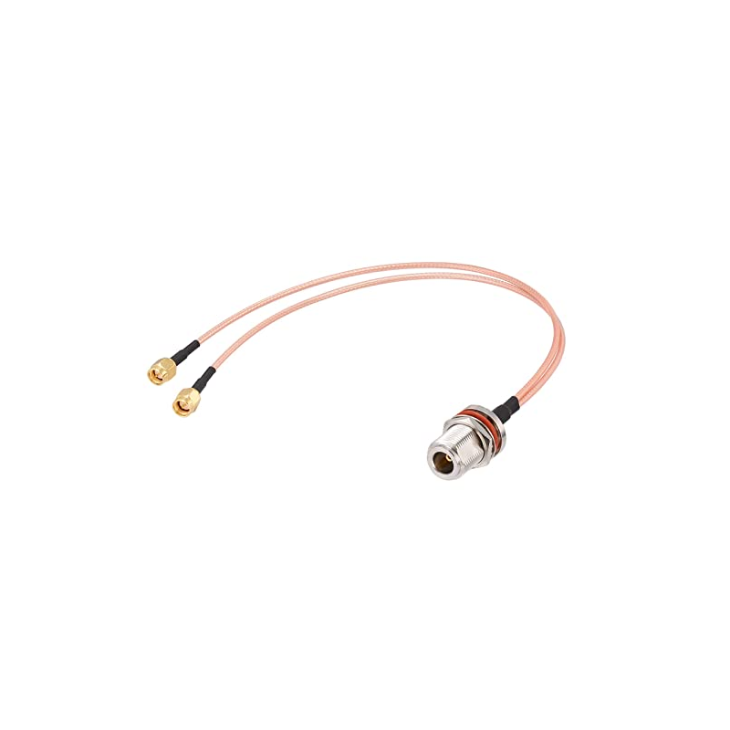 N Female Bulkhead St. Connector With RG316 Cable (L-15CM) + 2*SMA Male St. Connectors (Y-Type Splitter Combiner) N Female Bulkhead St. Connector With RG316 Cable (L-15CM) + 2*SMA Male St. Connectors (Y-Type Splitter Combiner)