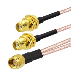 SMA Male St. Connector With RG316 Cable (L-15CM) + 2*SMA Female Bulkhead St. Connector (Y-Type Splitter Combiner)