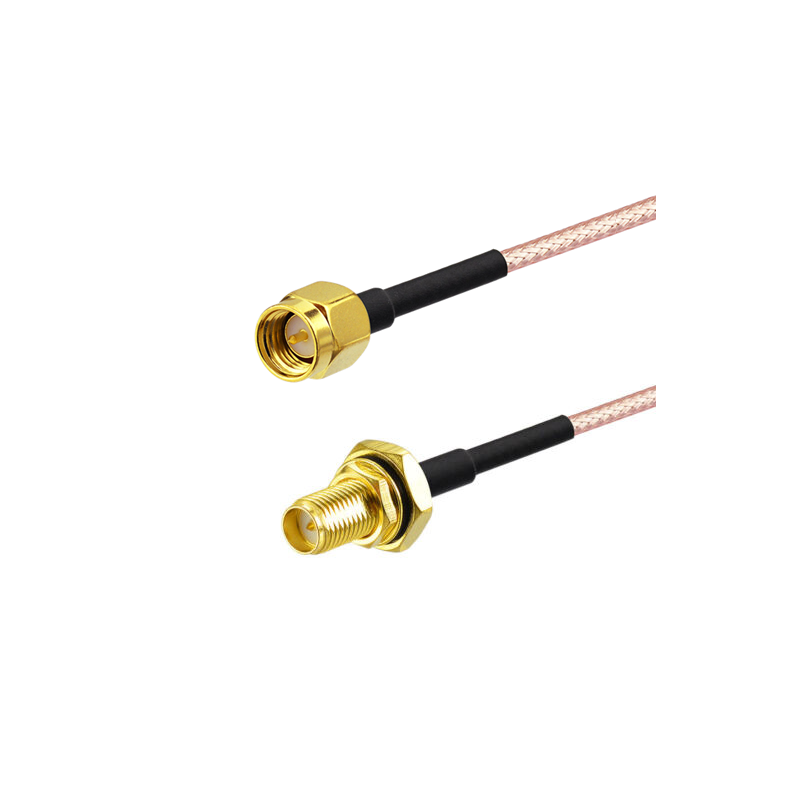 SMA Male St. Connector With RG316 Cable (L-1 Mtr) + IP Rated RP SMA Female Bulkhead St. Connector SMA Male St. Connector With RG316 Cable (L-1 Mtr) + IP Rated RP SMA Female Bulkhead St. Connector
