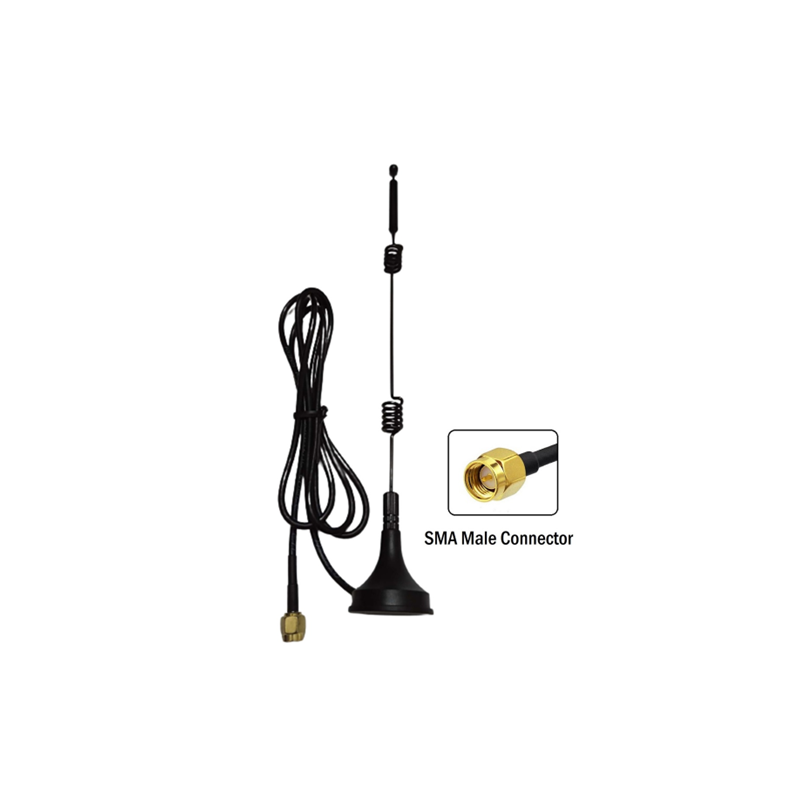 4G 5dBi Spring Magnetic Antenna With RG174 Cable (L-3Mtr) + SMA Male St. Connector 4G 5dBi Spring Magnetic Antenna With RG174 Cable (L-3Mtr) + SMA Male St. Connector