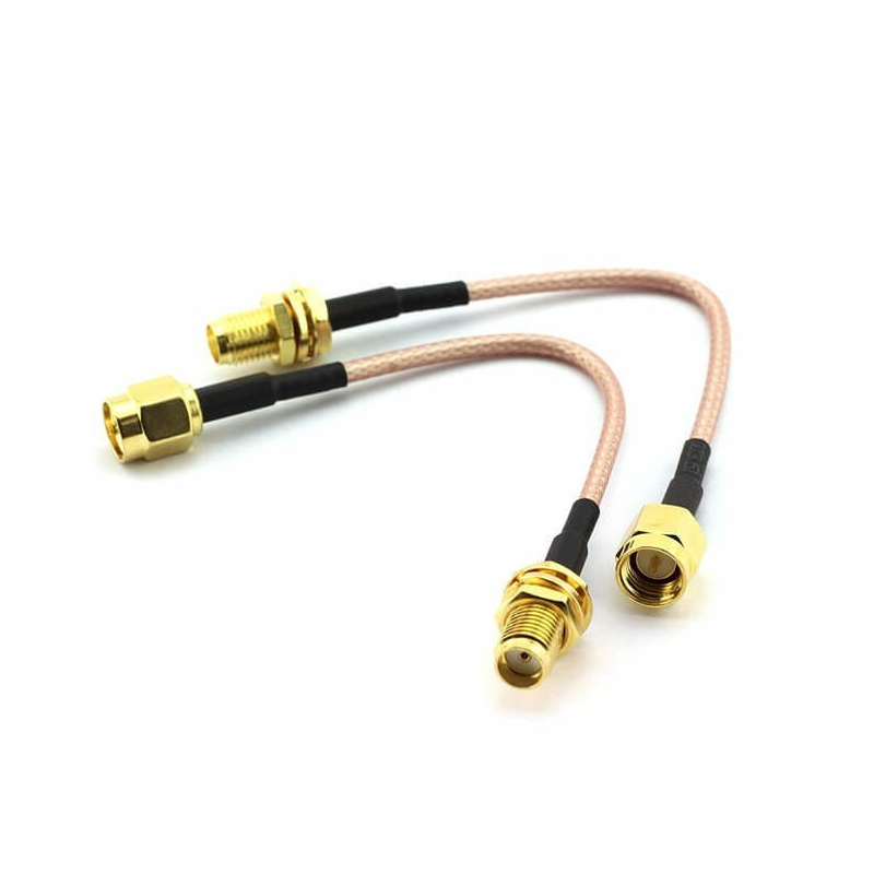 SMA Female Bulkhead St. Connector With RG316 Cable (L–10CM) + SMA Male St. Connector SMA Female Bulkhead St. Connector With RG316 Cable (L–10CM) + SMA Male St. Connector
