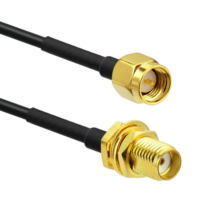SMA Female Bulhead St. Connector With RG174 Cable (L-30CM) + SMA Male St. Connector SMA Female Bulhead St. Connector With RG174 Cable (L-30CM) + SMA Male St. Connector