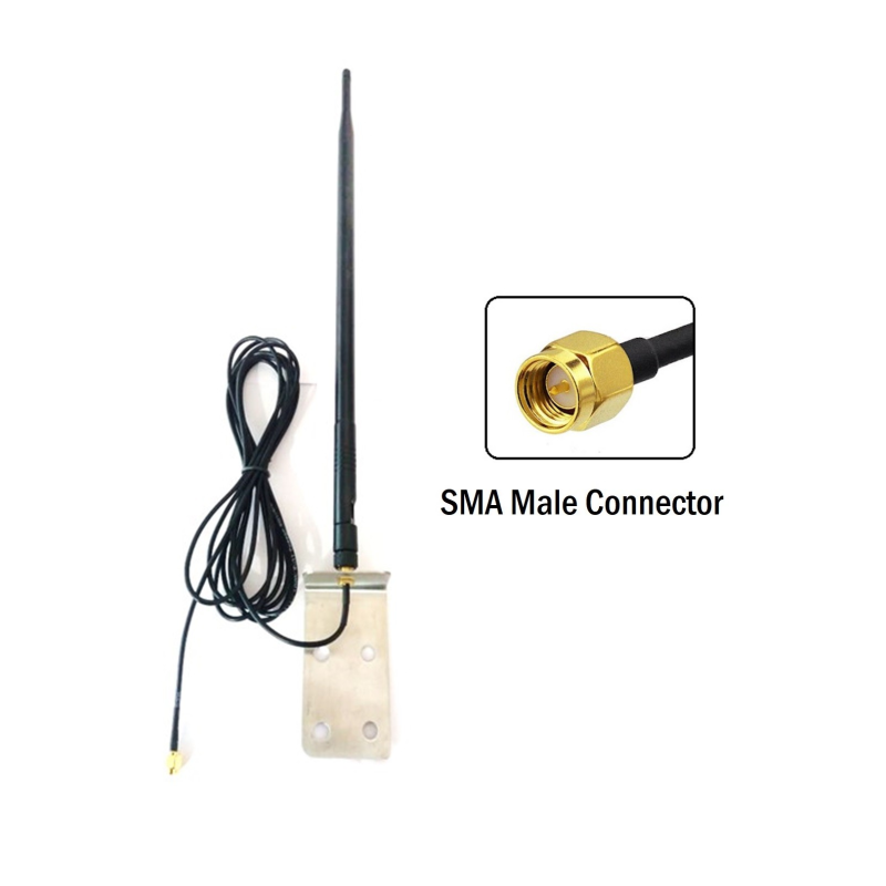 4G 9dBi Rubber Duck Antenna With RG174 Cable (L-3Mtr) + SMA Male St. Connector (With L Bracket) 4G 9dBi Rubber Duck Antenna With RG174 Cable (L-3Mtr) + SMA Male St. Connector (With L Bracket)