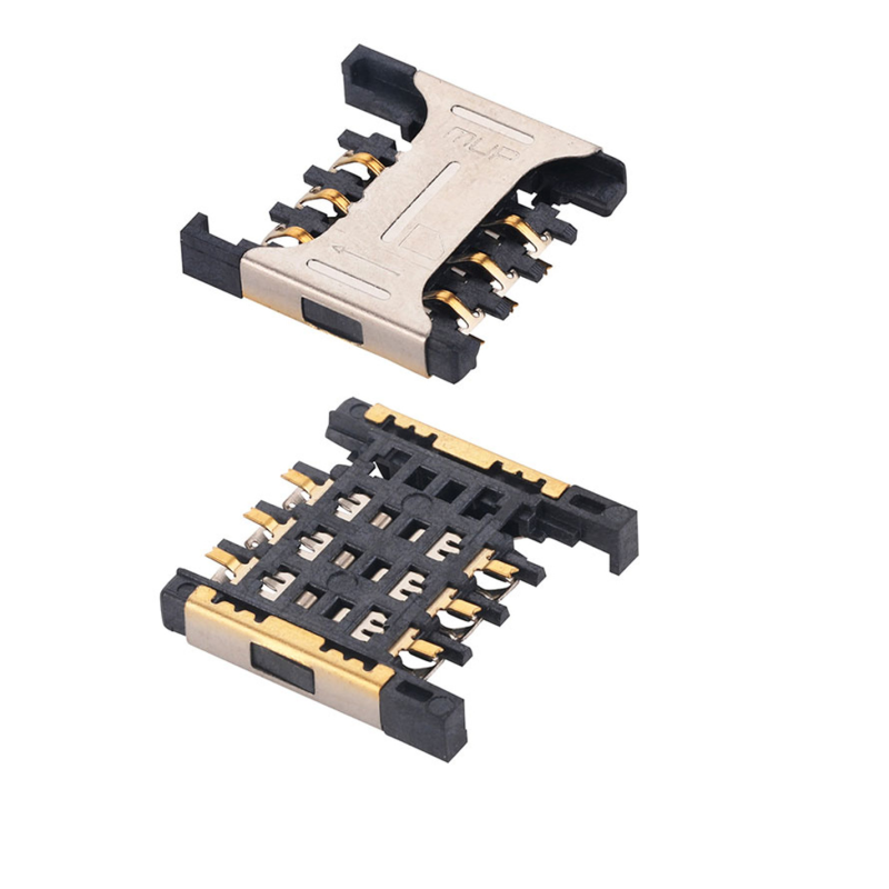 Micro SIM Card Connector 6 Pin Slide Type  With Metal Bridge