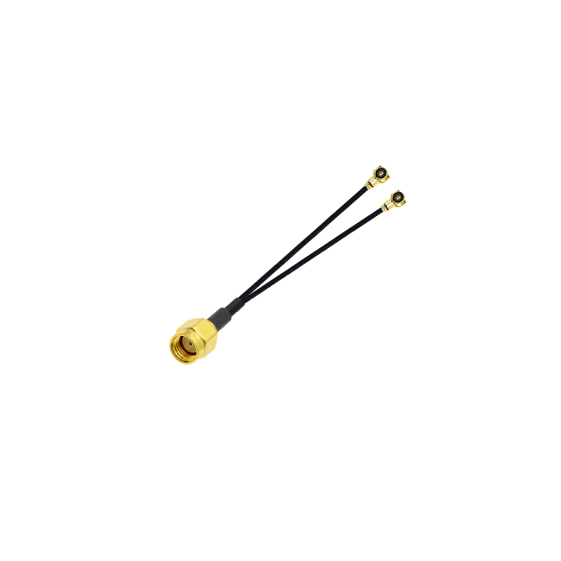 RP SMA Male St. Connector With RG0.81 (L-10CM) + 2*MHF4 Connector (Y-Type Splitter Combiner)