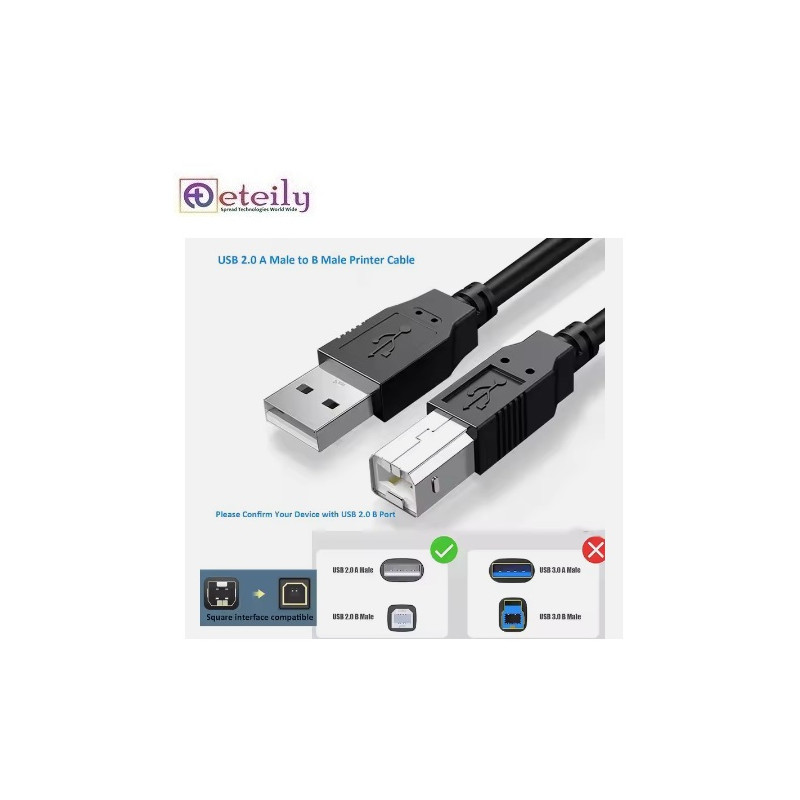 Eteily Bio High Quality Usb Data Sync Printer Cable Usb 2.0 Am To Bm Printer Cable 480 Mbps Type A To Type B Printer Cable