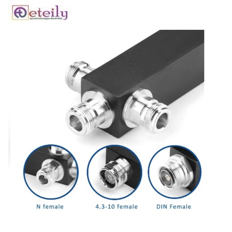 ETEILY Factory price Black square 698-2700MHz low VSWR ZD Brand RF 4 way Power Splitter with N Female connector