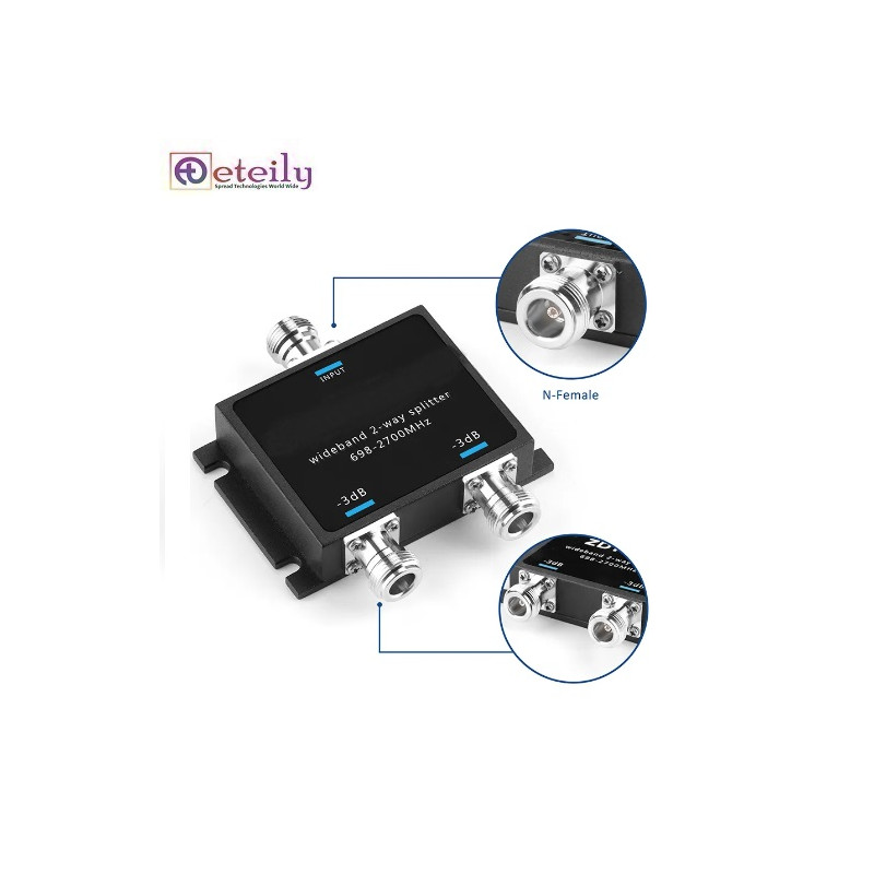 ETEILY Power divider 2 way microwave splitter 698-2700MHz with n female connector splitter 2 way ETEILY Power divider 2 way microwave splitter 698-2700MHz with n female connector splitter 2 way
