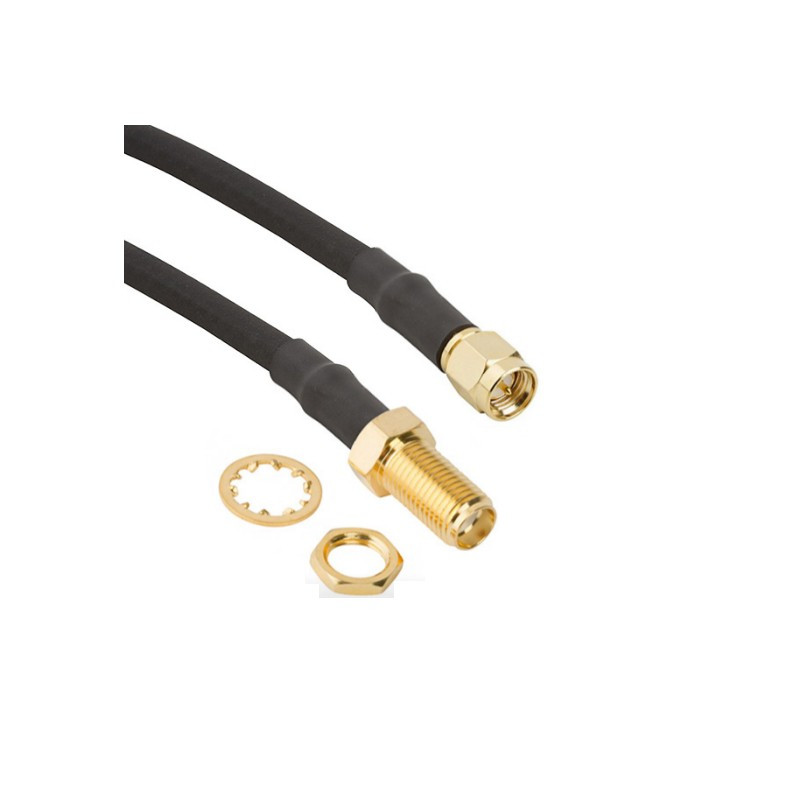 SMA Female Bulkhead St. Connector With HLF240 Cable (L-3Mtr) + SMA Male St. Connector SMA Female Bulkhead St. Connector With HLF240 Cable (L-3Mtr) + SMA Male St. Connector