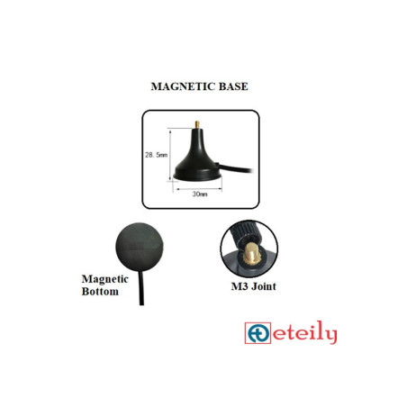 3G 3dBi Spring Magnetic Antenna With RG174 Cable (L- 3mtr) + SMA Male St. Connector