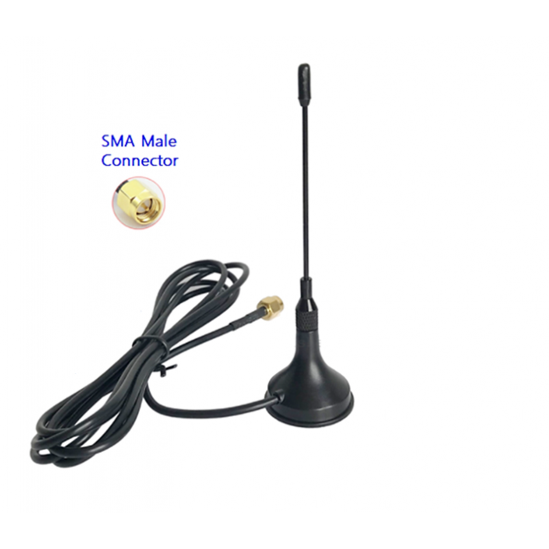 868MHz 3dBi Magnetic Antenna with RG174 Cable (L-3Mtr) + SMA (M) St. Connector 868MHz 3dBi Magnetic Antenna with RG174 Cable (L-3Mtr) + SMA (M) St. Connector