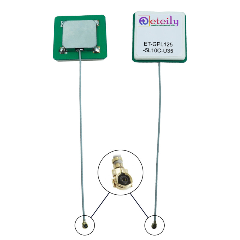 GPS/GLONASS/IRNSS L1+L2+L5 Active Ceramic Patch Antenna With 1.13mm Cable (L-10CM) + UFL (35*35*4)