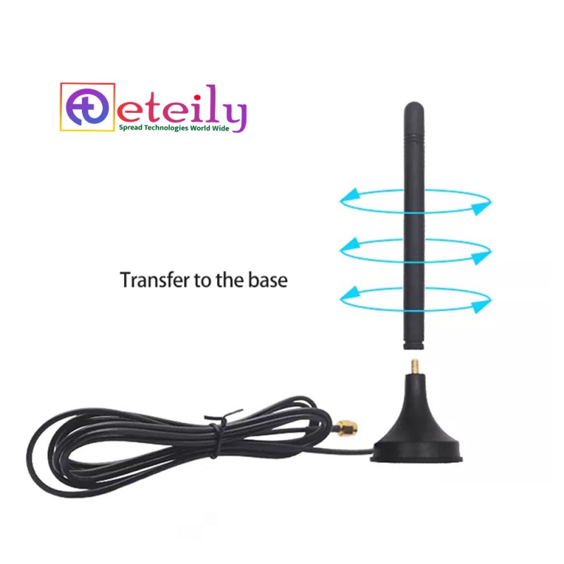 GSM 3dBi Rubber Magnetic Antenna With RG174 Cable (L-3Mtr) + SMA Male St. Connector GSM 3dBi Rubber Magnetic Antenna With RG174 Cable (L-3Mtr) + SMA Male St. Connector