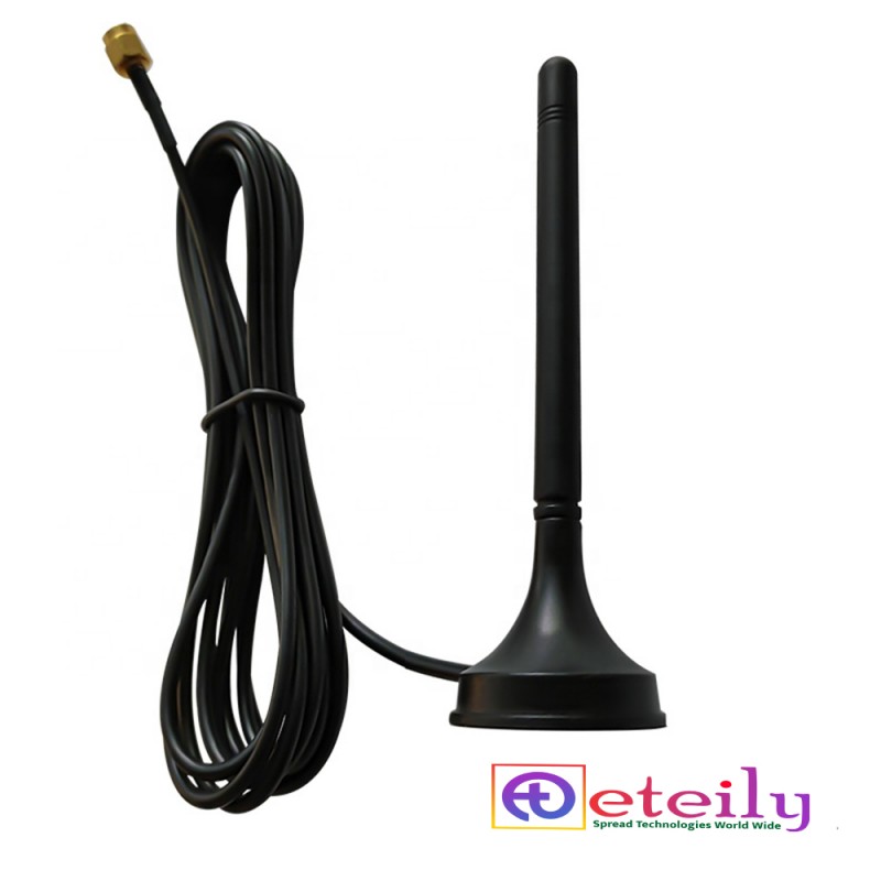 915MHz 3dBi Rubber Magnetic Antenna With RG174 Cable (L-3Mtr) + SMA Male St. Connector 915MHz 3dBi Rubber Magnetic Antenna With RG174 Cable (L-3Mtr) + SMA Male St. Connector