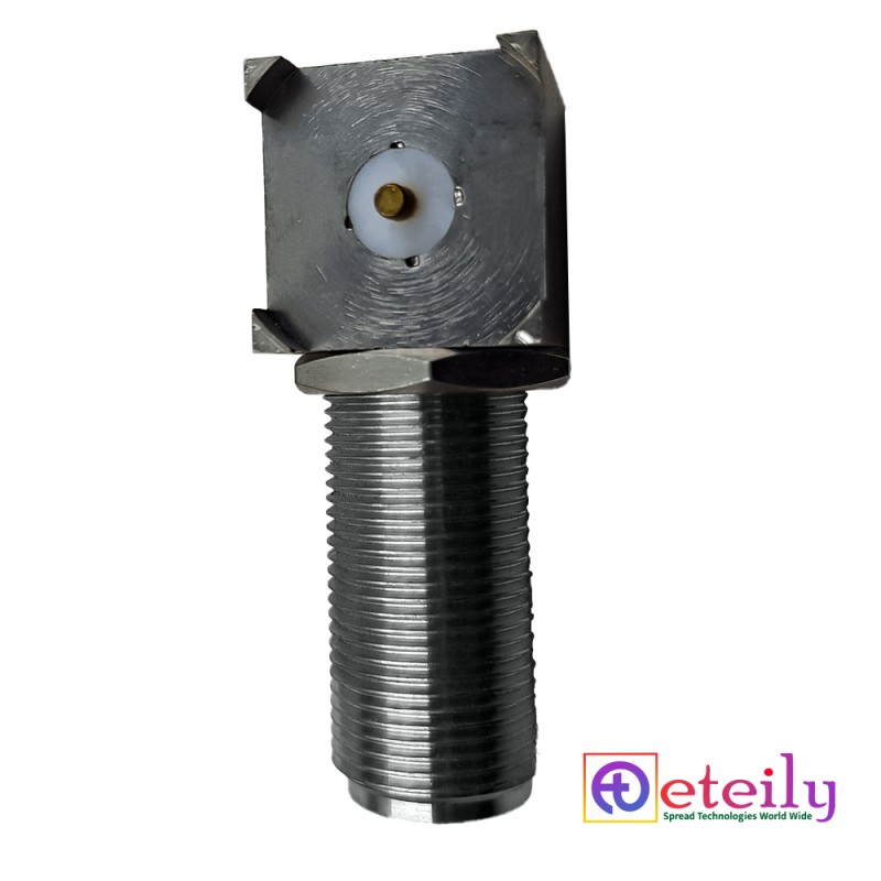 N Female Bulkhead R/A PCB Mount Connector (LONG THREAD SW)