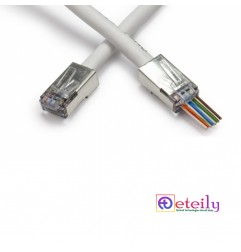 RJ45 MALE Silver Connector with 23AWG CAT6 (L-30cm) Ethernet Network Grey Cable + RJ45 MALE Silver Connector