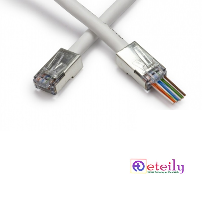 RJ45 MALE Silver Connector with 23AWG CAT6 (L-30cm) Ethernet Network Grey Cable + RJ45 MALE Silver Connector RJ45 MALE Silver Connector with 23AWG CAT6 (L-30cm) Ethernet Network Grey Cable + RJ45 MALE Silver Connector