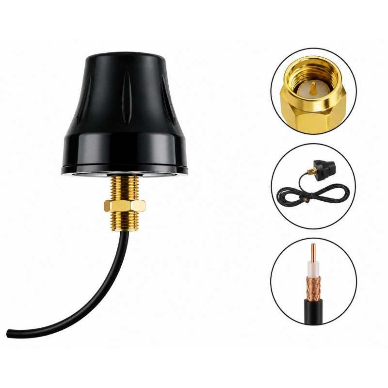 GPS Permanent Mount Mushroom Shape Antenna With RG174 Cable (L-3 m) + SMA Male St. Connector GPS Permanent Mount Mushroom Shape Antenna With RG174 Cable (L-3 m) + SMA Male St. Connector