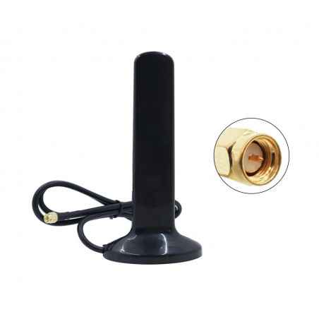 5G 12dBi Flat Rubber Magnetic Antenna SMA Male with RG58 Cable + SMA Male St. Connector