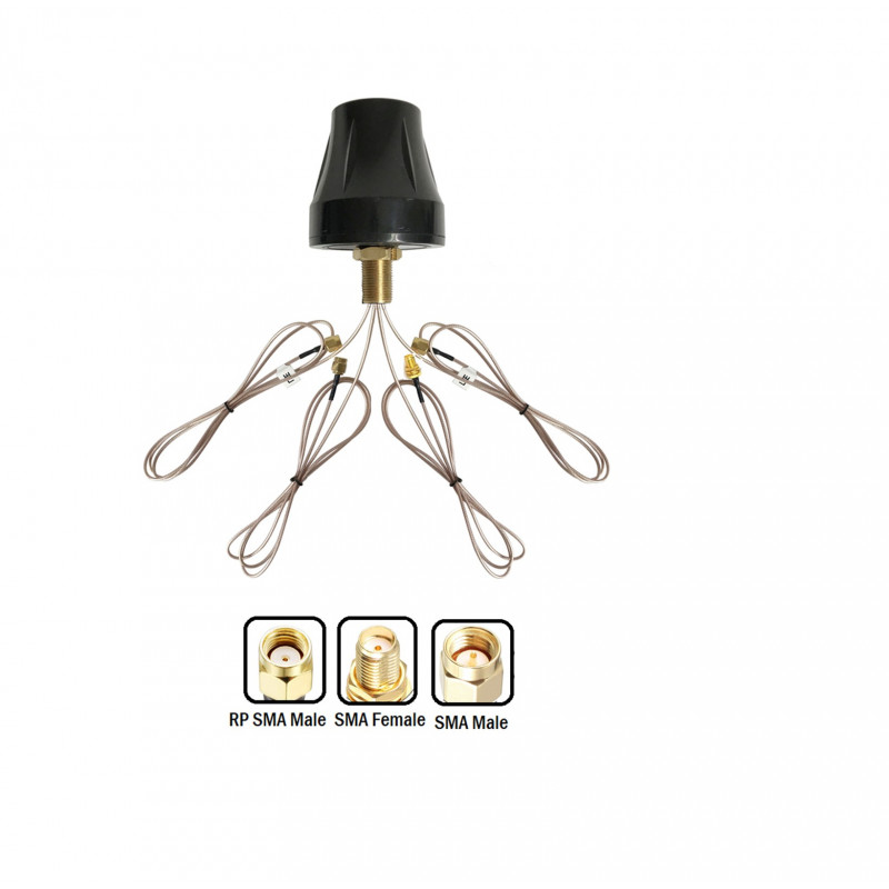 5GHz + LTE + GPS + Wi-Fi Screw Mount Antenna (Cup Shaped) with RG316 (L-3m) Cable | 2xSMA (M) / RP SMA (M) / SMA (F) Connector 5GHz + LTE + GPS + Wi-Fi Screw Mount Antenna (Cup Shaped) with RG316 (L-3m) Cable | 2xSMA (M) / RP SMA (M) / SMA (F) Connector