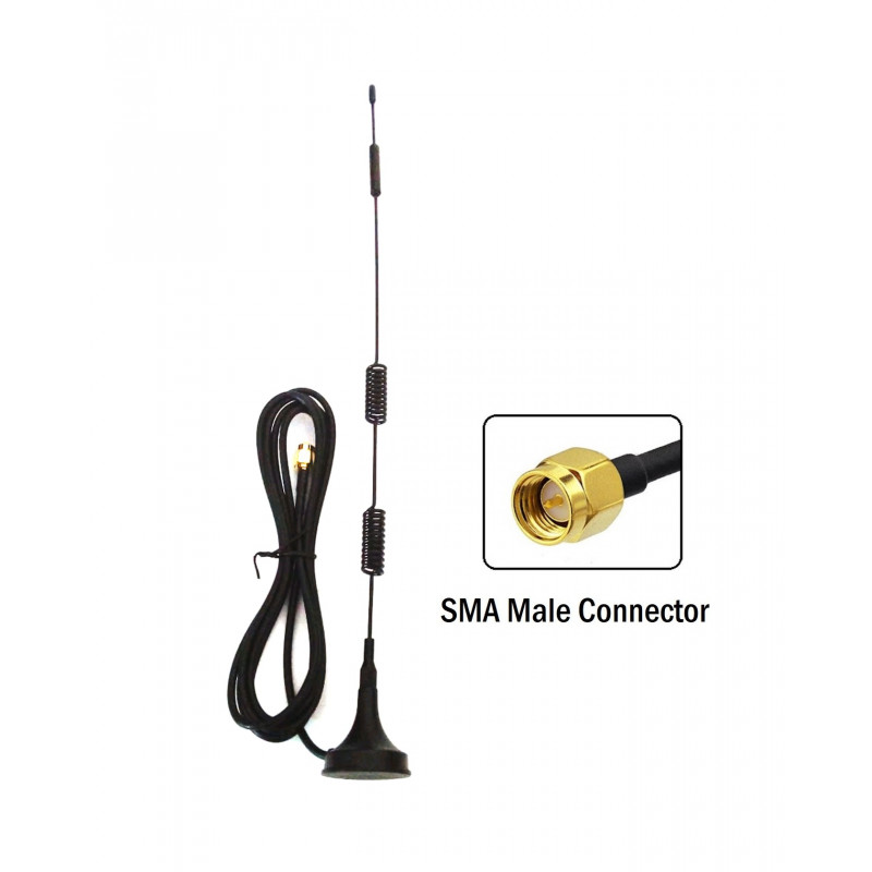 4G 10dBi Spring Magnetic Antenna With RG174 Bare Copper Cable (L-2Mtr) + SMA Male St. Connector 4G 10dBi Spring Magnetic Antenna With RG174 Bare Copper Cable (L-2Mtr) + SMA Male St. Connector